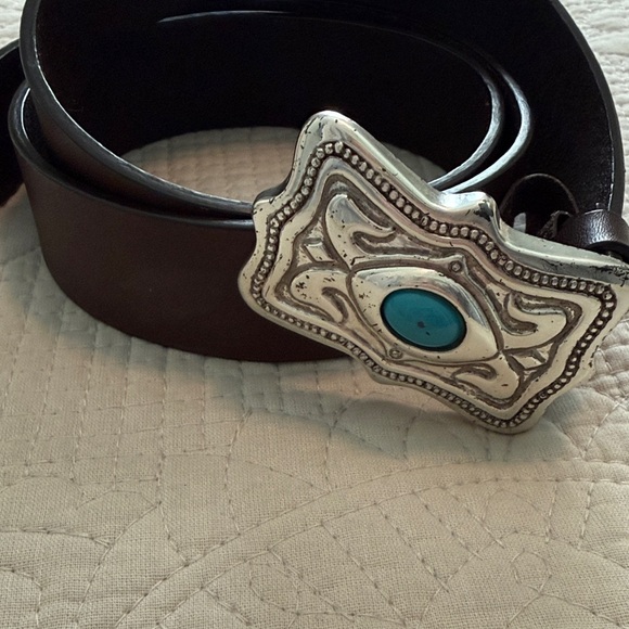 Brown Leather Belt with Silver Buckle - Picture 5 of 6